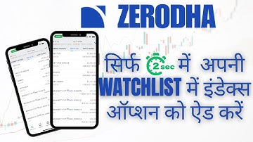 Zerodha Secrets: How to add Instant watchlist nifty banknifty index Option Call & Put Option Hindi