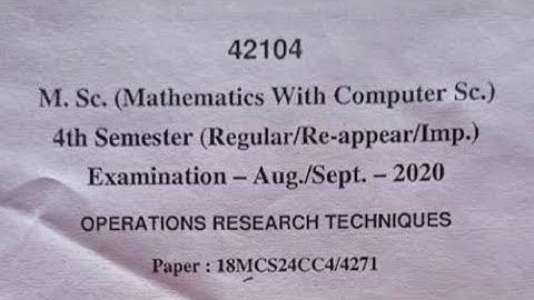 Mdu Msc Math with computer science 2020|Operations Research Techniques| All Maths Subject #mdupapers