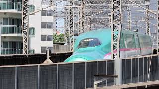 4K60FPS動画　東北新幹線　E5系U2編成 E7系F37編成　離合　埼京線　北与野駅付近
