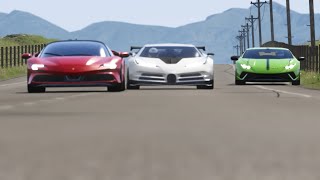 Bugatti centodieci vs ferrari sf90 stradale lamborghini huracan sian
at highlands