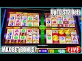 $12 BET MAX BET BONUS! Woder 4 Buffalo Gold Slot Machine Live Play at The Casino