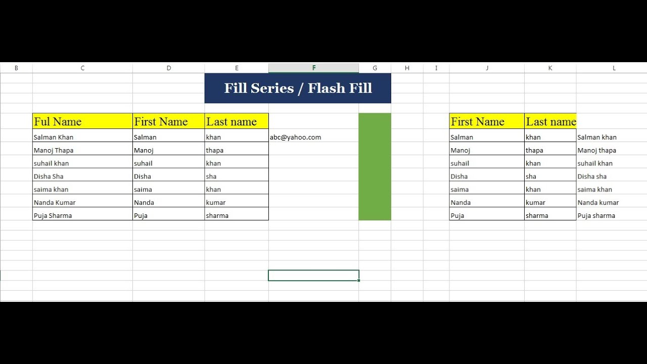 Excel Fill Series Flash Fill Part 11 Hindi YouTube