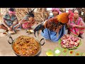 original RED COUNTRY CHICKEN curry cooking by santali tribe people and eating with hot rice