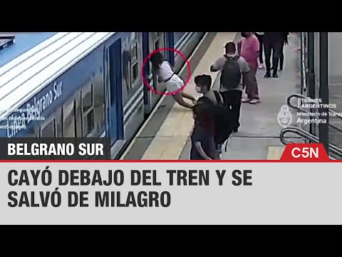 IMÁGENES SENSIBLES: Una PASAJERA se CAYÓ DEBAJO de una FORMACIÓN de TREN y se SALVÓ de MILAGRO