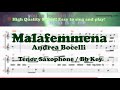 Malafemmena Andrea Bocelli Tenor Soprano Saxophone Sheet Music Bb Key Karaoke Easy Solo Cover mp3
