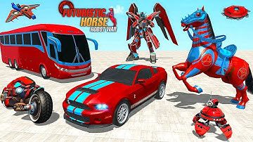 Futuristic Wing Robot Horse Games 2022: Horse Car Jet Transformation - Android iOS Gameplay