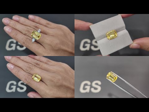 Unheated yellow sapphire cushion cut 8.00 carats, Sri Lanka Video  № 1