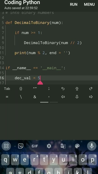 Program to convert decimal number into binary numbers in python - YouTube