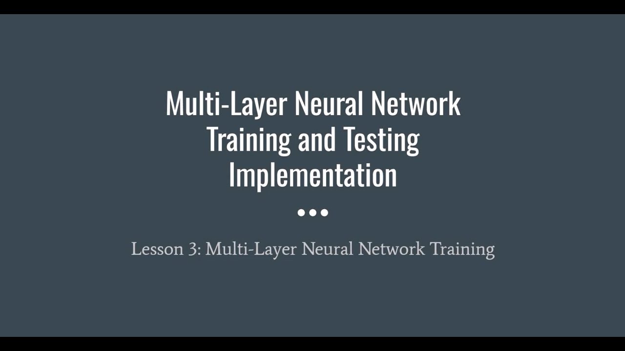 Multi-Layer Neural Network Training - YouTube