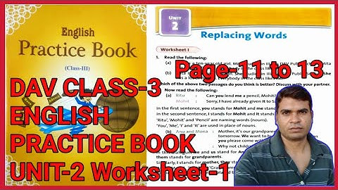 #4🔥English Practice Book Class-3 DAV Unit-2 Replacing Word Worksheet- 1🔥English Grammer DAV Class-3