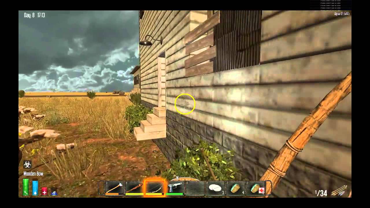 Flaming Arrows, Iron Arrows - No Crouching - 7 Days To Die Alpha 12