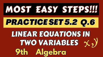 Practice Set 5.2 Q.6 | #linearequationsintwovariables #class9 #algebra #linearequations #ssc board