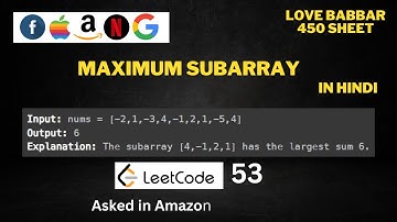 Maximum Subarray | Amazon Coding Interview Question | Leetcode 53