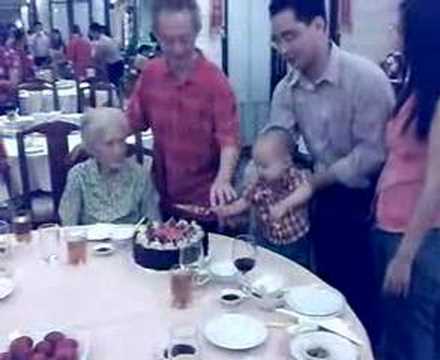 Matthew cutting his first ever birthday cake