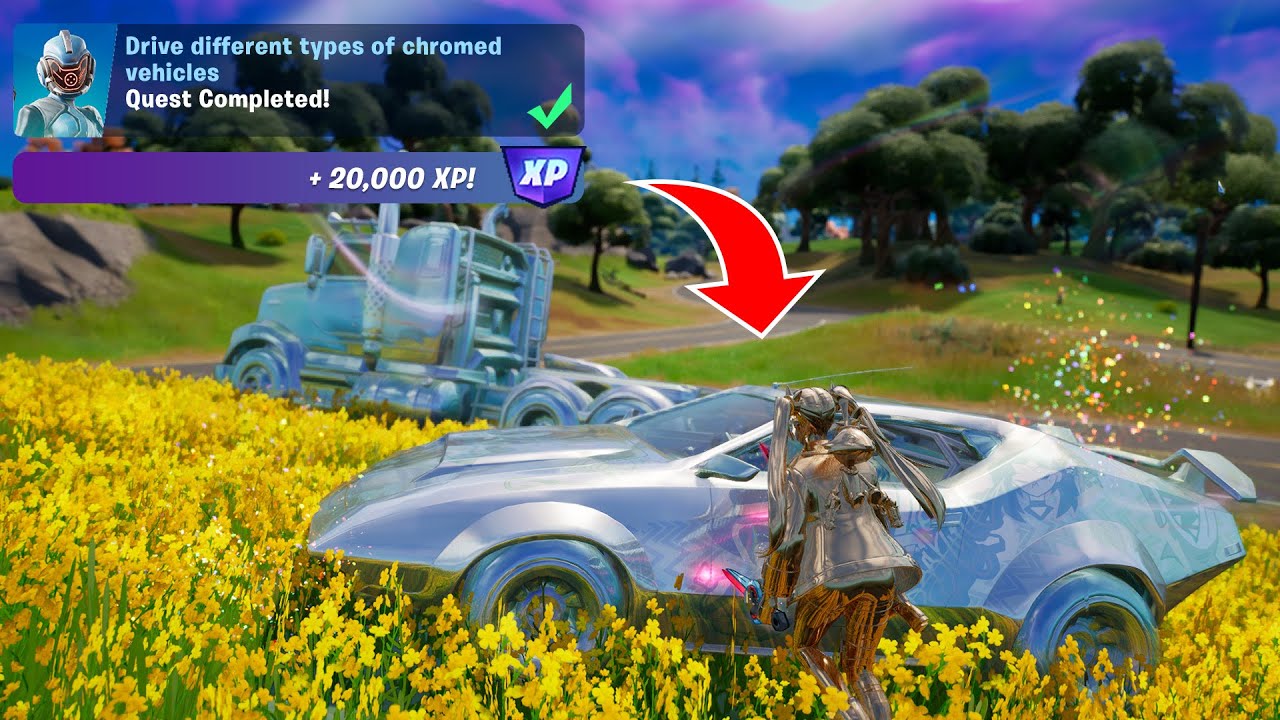 Drive different types of chromed vehicles - Week 1 Quests Fortnite