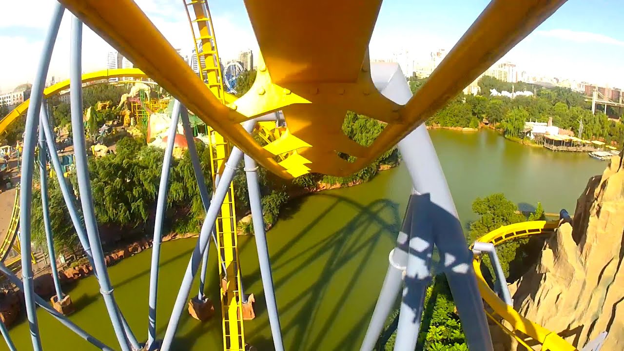 Crystal Wing B&M Flying Roller Coaster POV Happy Valley Beijing Superman Clone