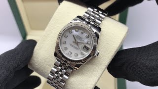 rolex ladies datejust diamond bezel mother of pearl