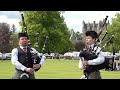 The 2019 Strathmore Highland Games with massed bands held at Glamis Castle in Angus, Scotland