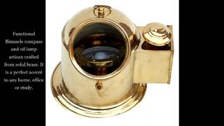 Antique Vintage Binnacle Helmet Gimballed Compass Shiny Brass