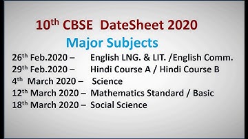 10th CBSE Exam 2020 date Sheet Released 🔥 | 10 CBSE Board Exam 2020 Dates