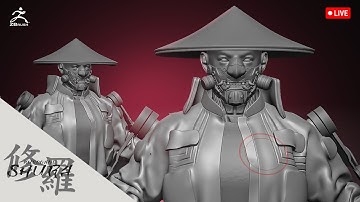 Cyberpunk Samurai AAA Game Character Creation in ZBrush & Maya (3D Artist Live Stream) #ZBrush #Maya