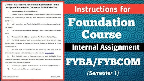 Internal Exam of Foundation Course for FYBA/FYBCOM | Mumbai University IDOL | Ashish Sir