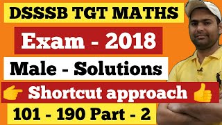 DSSSB TGT MATHS MALE EXAM 2018 || PART - 2 || DSSSB TGT MATHS PREVIOUS PAPER || DSSSB TGT MATHS EXAM