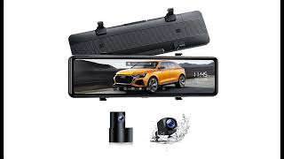 LAMTTO Mirror Dash Cam 11 inch with Adjustable Front Camera