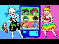 Paper Dolls Dress Up - Rich vs Poor Rapunzel and Sadako Dress -  Barbie Story & Crafts