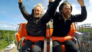 Wicked Cyclone on-ride reverse ridercam HD POV @60fps Six Flags New England