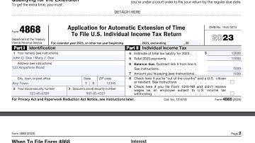 IRS Form 4868 walkthrough (Application for Automatic Extension to file Individual Tax Return)
