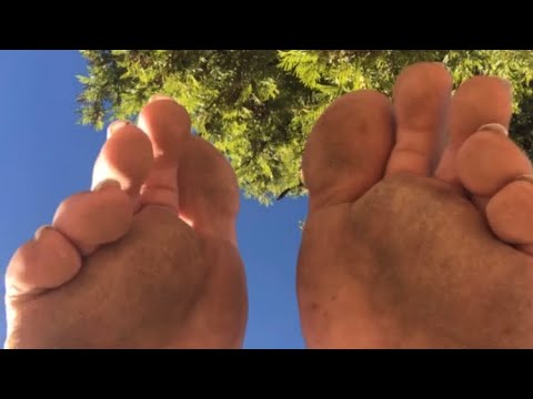 Wiggling dirty toes in the park.