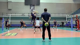 Volleyball. Attack. Training. Russia. Team Zenit Saint Petersburg. Head coach Tuomas Sammelvuo