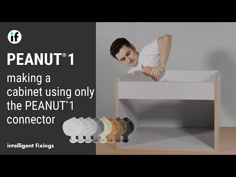 How to construct a cabinet using the Peanut 1 connector, by first inserting each panel and then sliding to clamp each-side together a very strong cabinet can...
