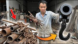 Unbelievable! A 1-Ton Crane Hook Built from Scrap Steel — Watch How I Made It! 😱