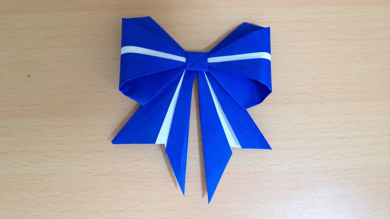 折り紙 リボン ライン入り 立体 折り方 Origami Bow With Line 3d Youtube