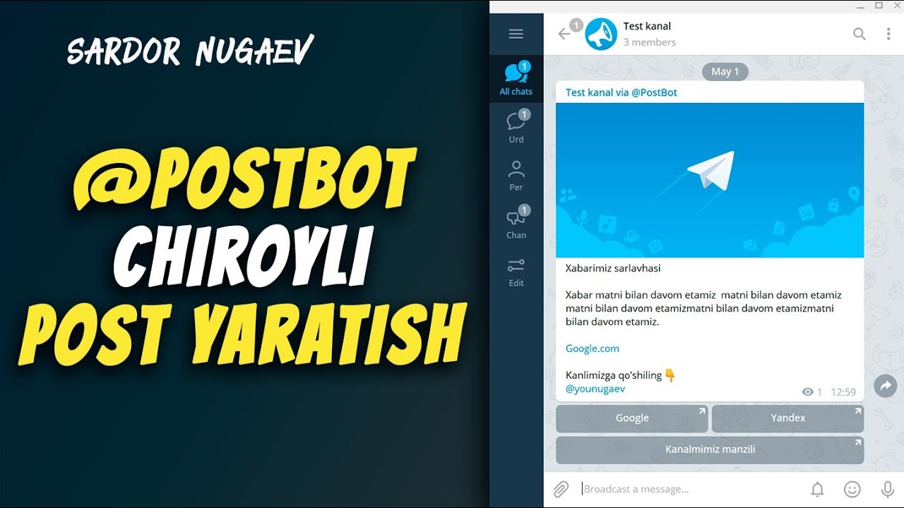POST BOT YORDAMIDA CHIROYLI POSTLAR YARATAMIZ postbot YouTube
