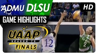 Uaap 79 women's volleyball finals game 1: admu vs dlsu highlights -
may 2, 2017 subscribe to abs-cbn sports and action channel!
http://bit.ly/abscbnsp...