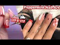 DIY Peppermint Swirl Gel Nail Art Tutorial | Christmas Sweater Nails | Candy Cane Heart Nail Design