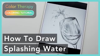 Digital Painting Tutorial: How to Draw Splashing Water | Color Therapy Adult Coloring screenshot 2