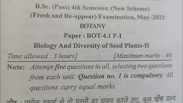 BOTANY 4TH SEMESTER 2023 QUESTION PAPER MDU