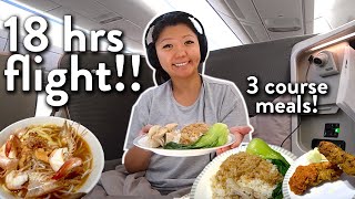 Singapore Airlines BUSINESS CLASS FOOD Review ✈ Bali to New York (Layover in Singapore)