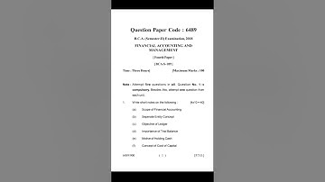 BCA question paper LU Financial Accounting and Management Lucknow University #bca