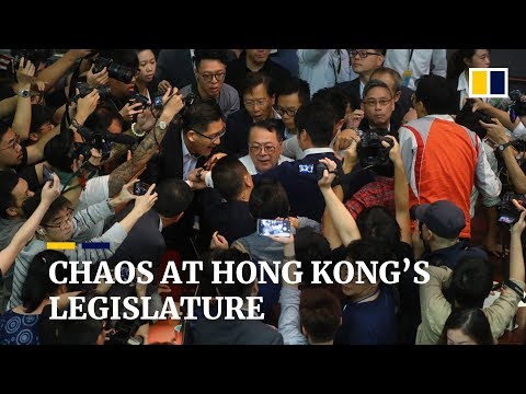 Hong Kong extradition bill battle descends into chaos, leaving lawmaker injured