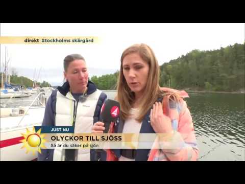Här testar Maria Forsblom flytvästar i sjön - Nyhetsmorgon (TV4)