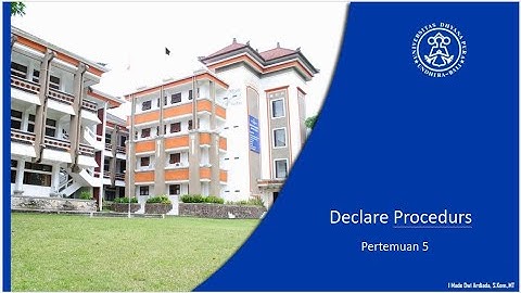 Video Rekaman Pertemuan 5.Delcare Procedure - Pemrograman Java Lanjut