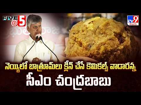 CM Chandrababu | నెయ్యిలో బాత్రూమ్ లు క్లీన్ చేసే కెమికల్స్ వాడారన్న సీఎం చంద్రబాబు | Five @ 5 - TV9 - TV9