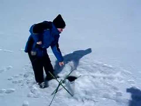 Timothy ice fishing for perch