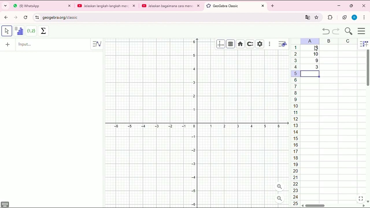 Cara menentukan rerata data mengunakan Persfektif spreadsheet.