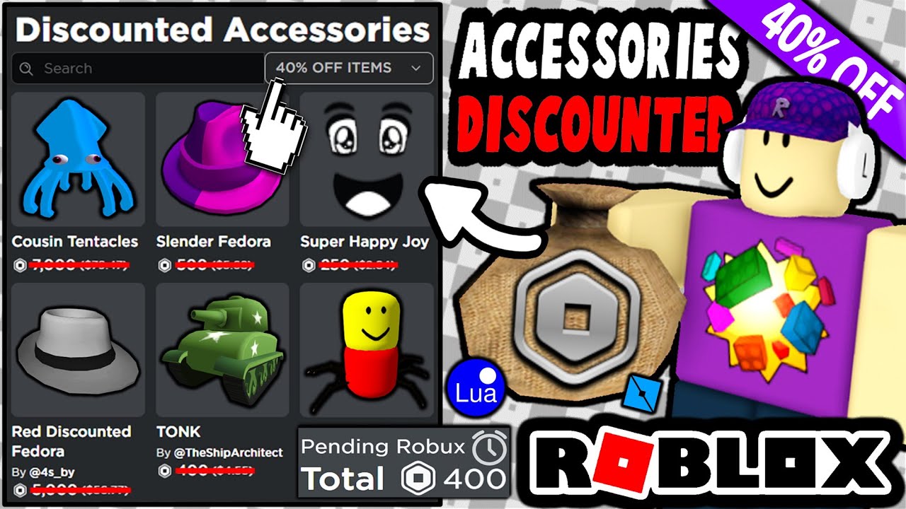 Ready go to ... https://www.youtube.com/watch?v=niB-bmsTN0c [ THE DISCOUNTED AVATAR SHOP! UPDATED GUIDE! SAVE 40% ROBUX ON ALL ITEMS! (ROBLOX)]